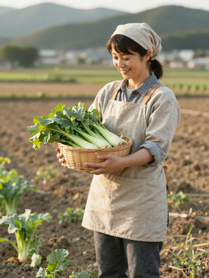 畑で野菜を収穫した人